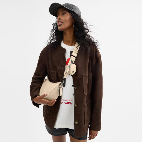 🤎 Coach NWT Leather Ivory Hall Soft Sling Bag with Crossbody Strap - Picture 3 of 7